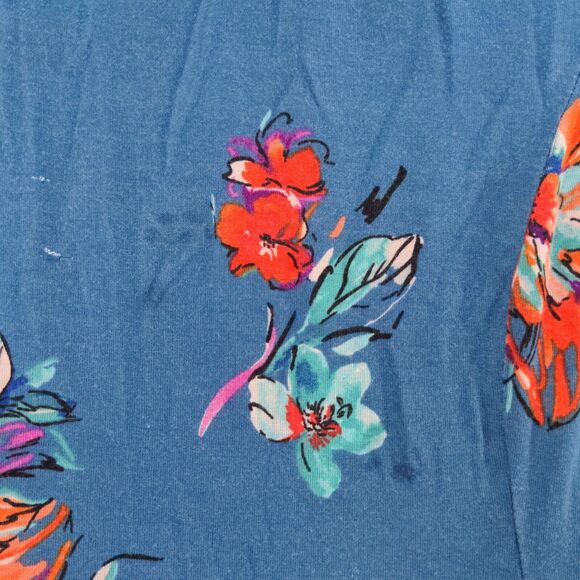 Torrid Women's Super Soft Knits A-Line Floral Dress Blue Size 00 Cold Shoulder - Picture 6 of 13